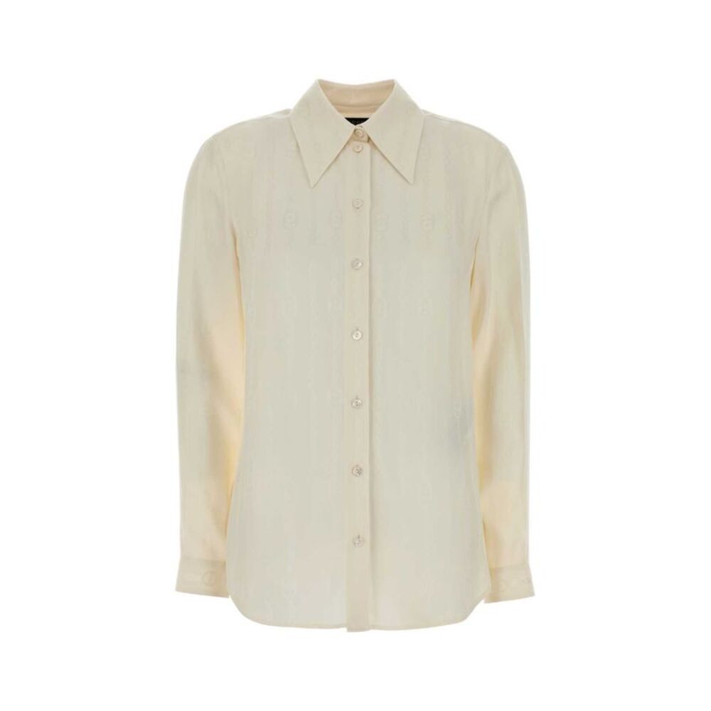 Gucci Women Ivory Crepe Shirt